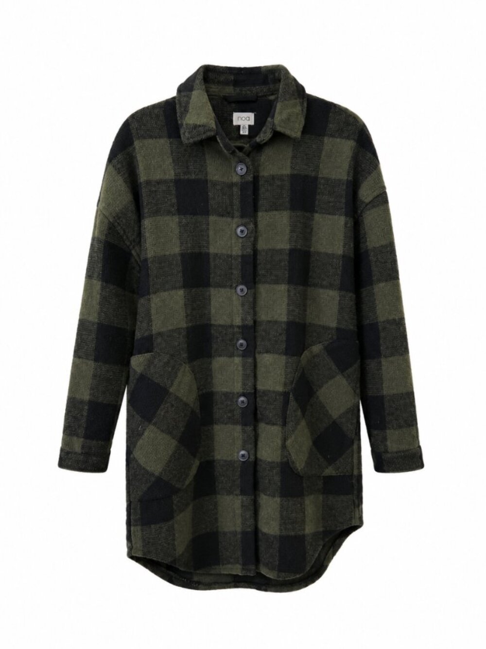 Noa Olive Green Black Plaid Button Front Shacket Size S/P
